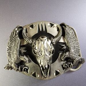 Vintage Siskiyou Buffalo Skull Belt Buckle 1994